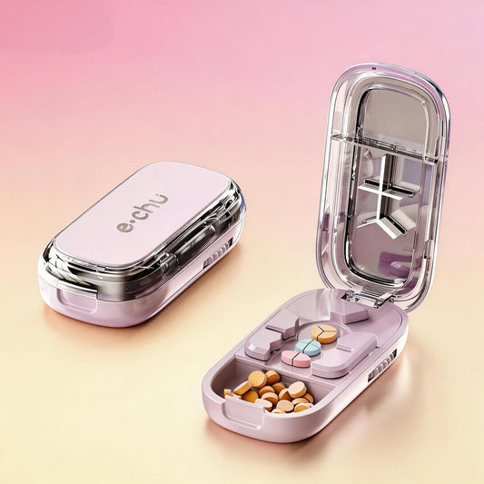Portable Pill Cutter with Pill Storage, Multifunctional Tablet Splitter for Cutting Pills into 1/2, 1/3, 1/4, Food-Grade Stainless Steel Blade, Pill Cutter for Small or Large Pills, Travel Pill Case for Vitamin, Medication