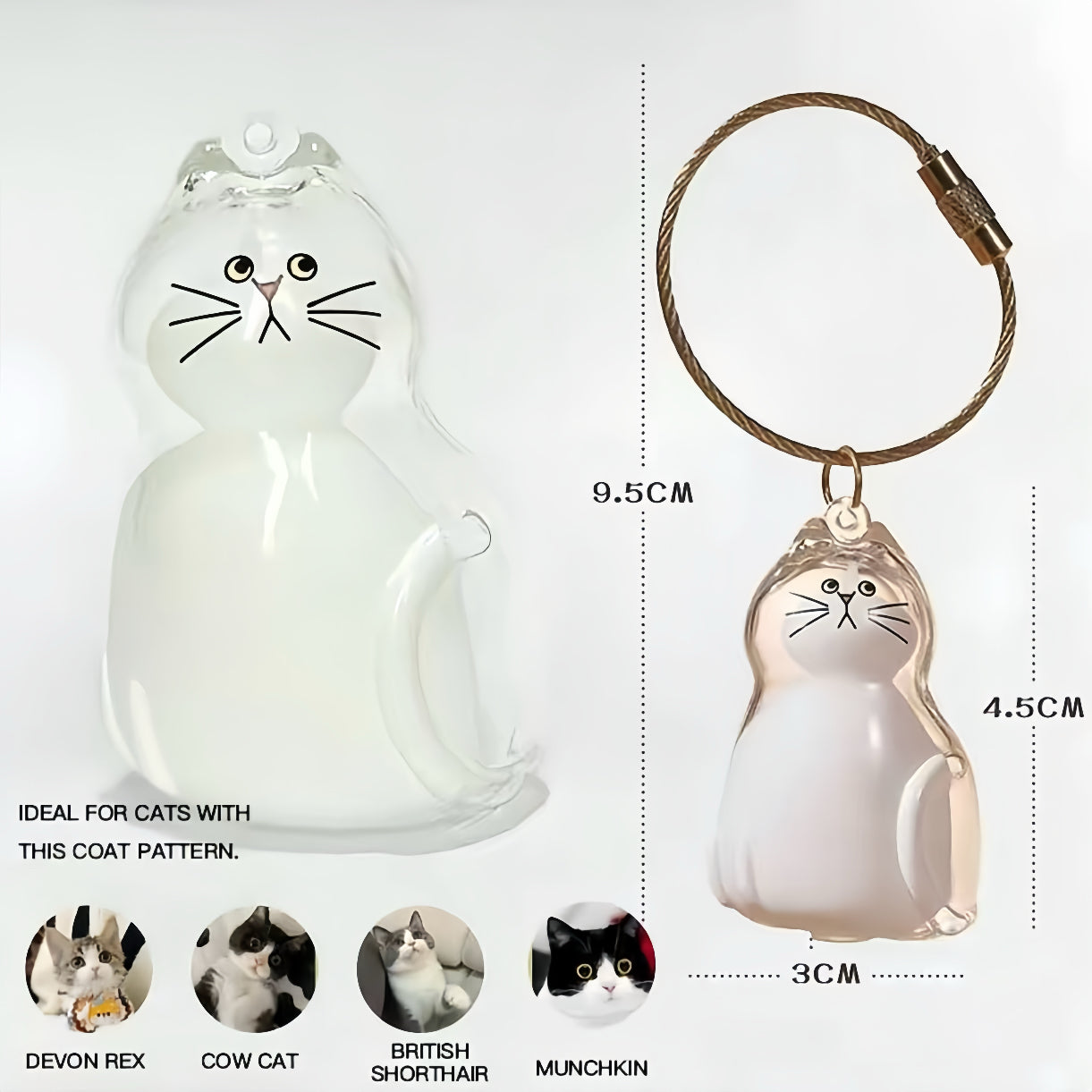 Cat Fur Memorial Keychain - Personalized Pet Hair Keepsake Pendant with Gold Chain, 6 Colors for All Cat Breeds - Perfect Cat Memorial Gift| Homigohome