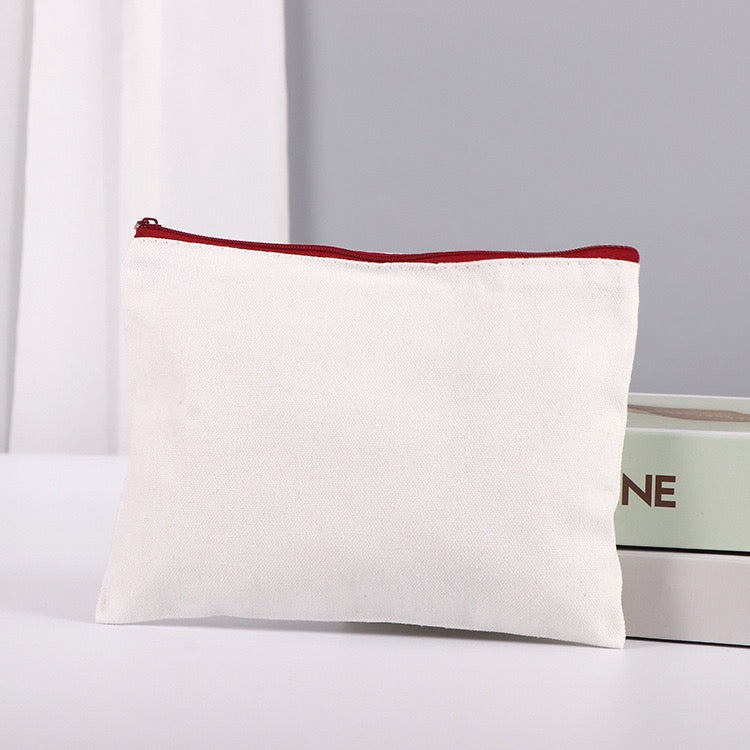 Canvas cosmetic bag with colorful heat transfer print
