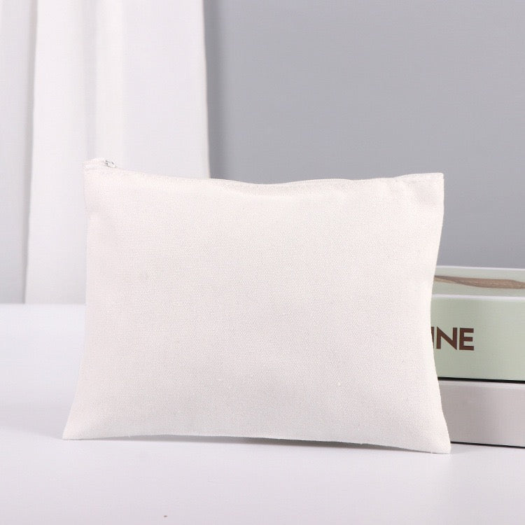 Canvas cosmetic bag with custom logo heat transfer print