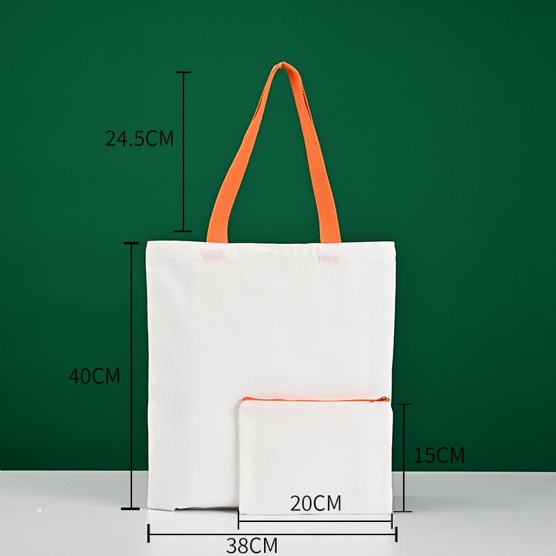 Canvas pencil case open showing zipper and interior