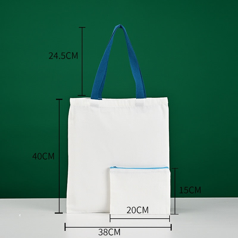 Canvas pencil case with matching crossbody bag set