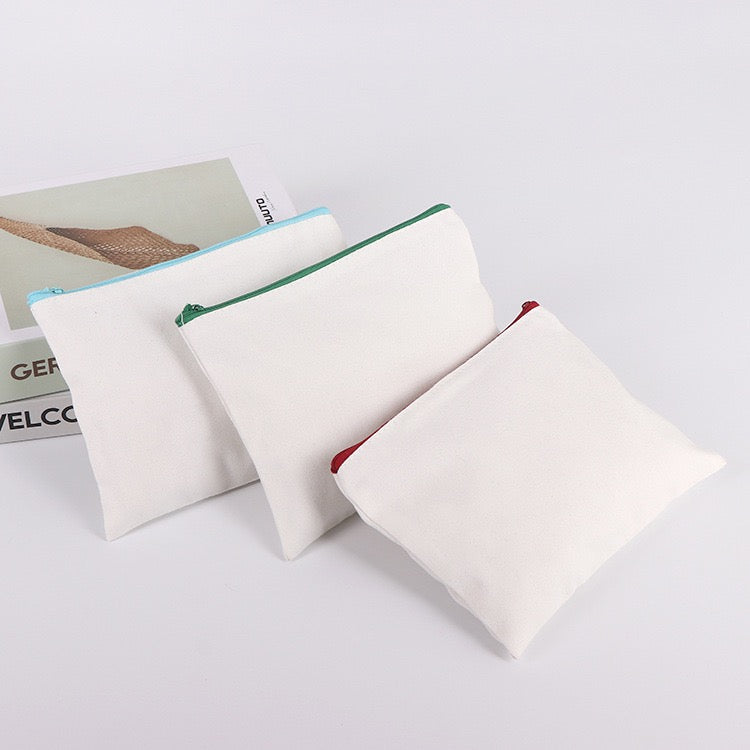 Custom canvas pouch bulk order display