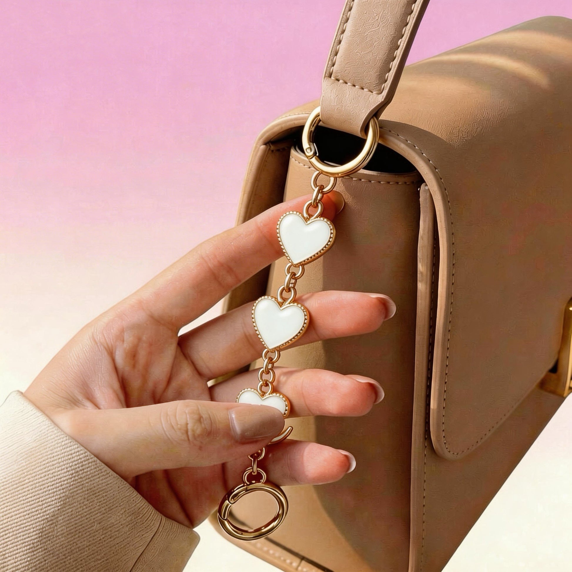 Heart design bag chain extender attached to purse