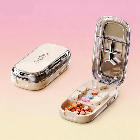 Portable Pill Cutter with Pill Storage, Multifunctional Tablet Splitter for Cutting Pills into 1/2, 1/3, 1/4, Food-Grade Stainless Steel Blade, Pill Cutter for Small or Large Pills, Travel Pill Case for Vitamin, Medication