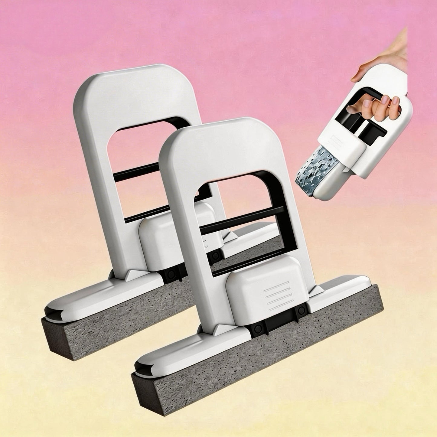 Mini Portable Desktop Mop, Self-Squeezing Handheld Sponge Mop for Wet & Dry Use, Small Foldable Mop for Kitchen Countertops, Bathroom, Glass, Car Interior, High Absorbent