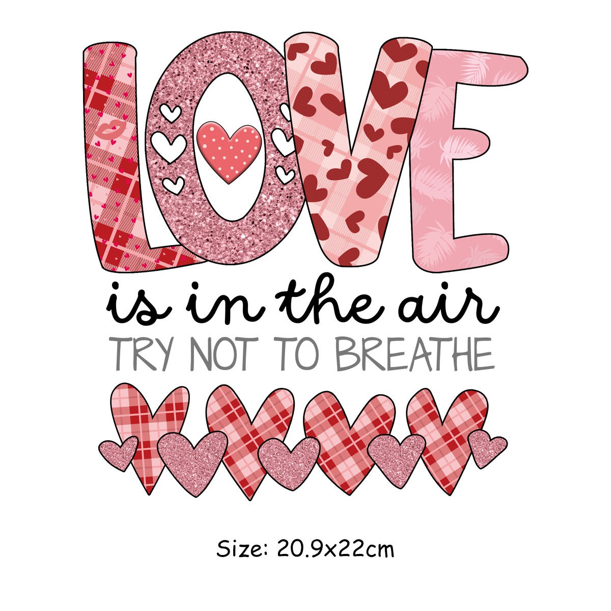Love letter iron-on patch on white t-shirt
